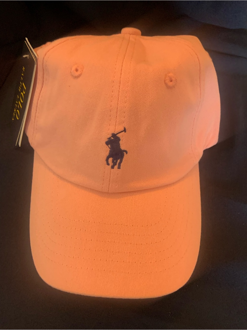 Ralph Lauren Coral Baseball Cap with Navy Pony